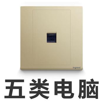 罗格朗开关 插座面板 朗淳S米兰金 一位单电脑超五类 网线电源 86型