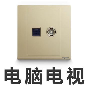 罗格朗开关 插座面板 朗淳S米兰金 二位电脑+电视网络 信号电源 86型