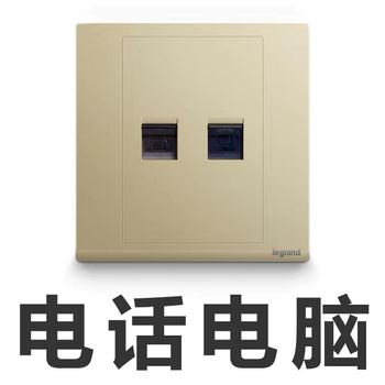 罗格朗开关 插座面板 朗淳S米兰金 二位电话+电脑网络 信号电源 86型