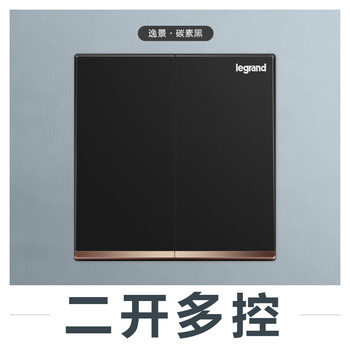 罗格朗开关 两开多控开关面板 逸景碳素黑  两位中途挚 墙壁电源 86型