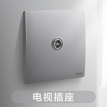 罗格朗开关 插座面板 未莱深砂银 一位单电视有线电视 信号电源 86型