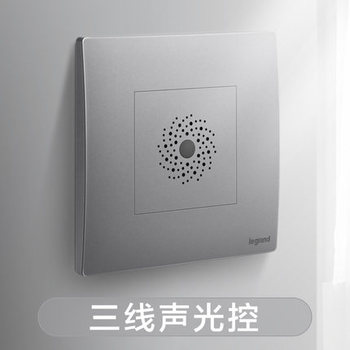 罗格朗开关 400W声光控开关（两线带集控） 未莱深砂银 86型
