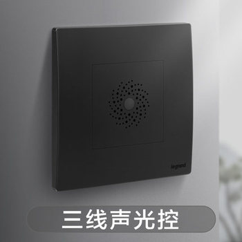 罗格朗开关 400W声光控开关（两线带集控） 未莱子夜黑 86型