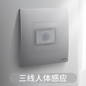 罗格朗开关 400W人体感应开关（两线带集控） 未莱深砂银 86型