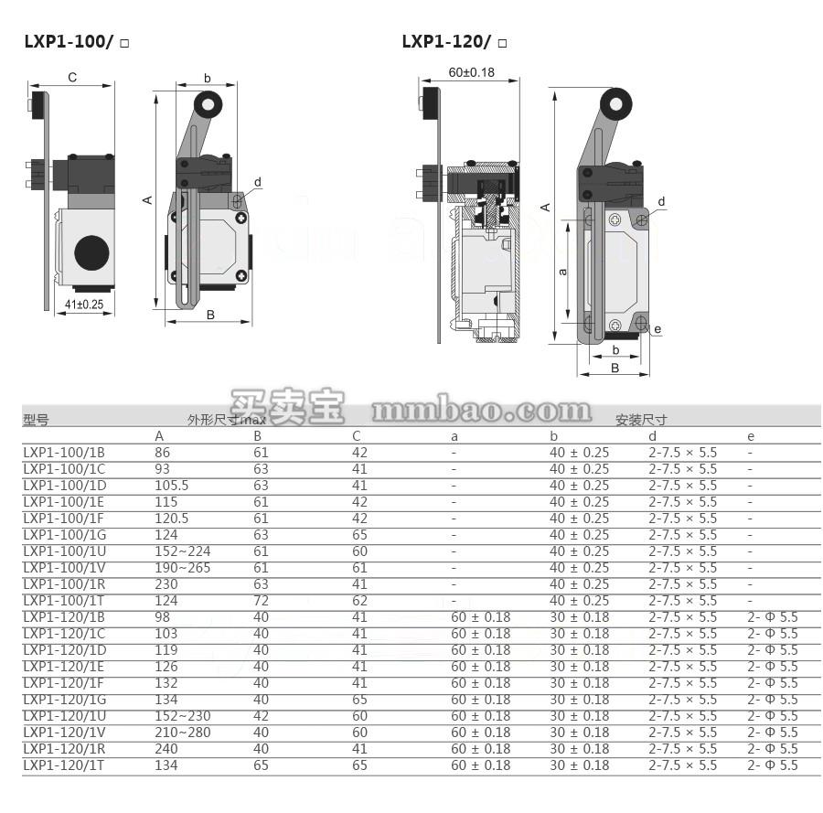 德力西 通用型限位开关;lxp1-404-1r 0r>